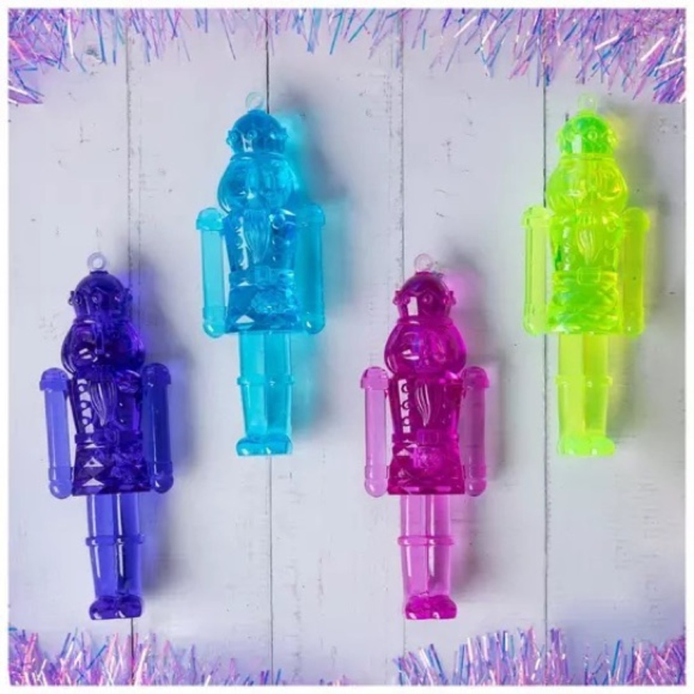 New Bright Colors Acrylic 6 Inch Nutcracker Ornament  Set Of 4